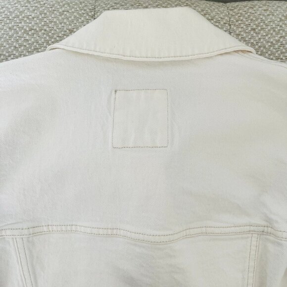 Abercrombie & Fitch NEW! Cropped Denim Jean Jacket In Cream/Bleached Wash XS - Picture 14 of 15